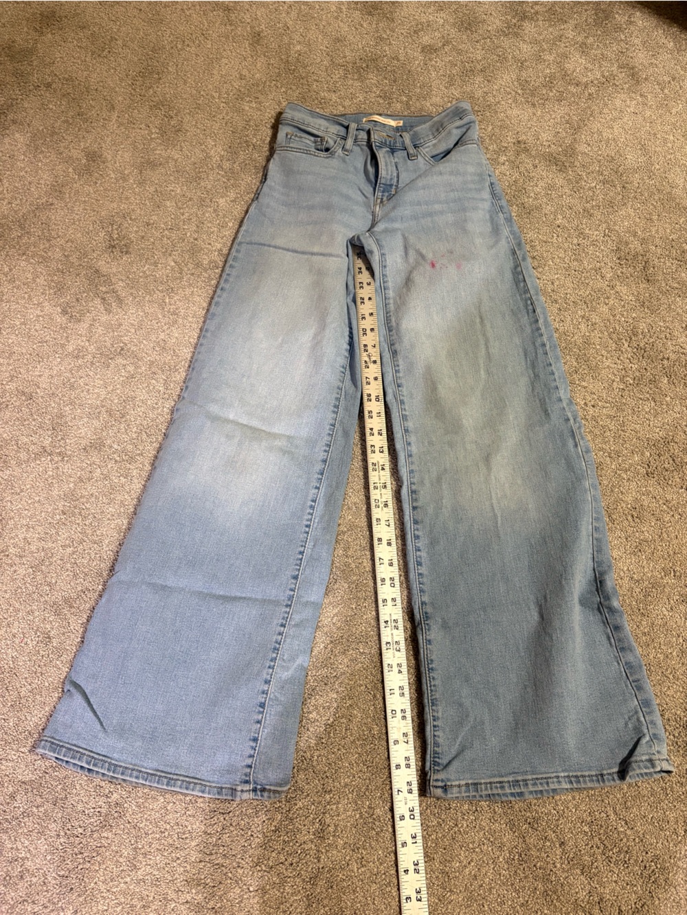 Levi's 318 Shaping Wide Leg Jeans Light Wash Denim Size 25 High Mid Rise Flare